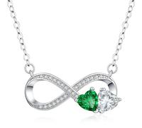 Friggem Collier Infini, Bijoux Femme Pendentif Infini Pierres de Naissance Cadeau pour Anniversaire de Mariage, Noël, Anniversaire, à offrir à Mère, Femme ou Petite Amie