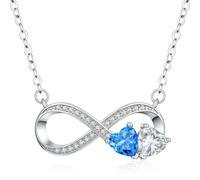 Friggem Collier Infini, Bijoux Femme Pendentif Infini Pierres de Naissance Cadeau pour Anniversaire de Mariage, Noël, Anniversaire, à offrir à Mère, Femme ou Petite Amie