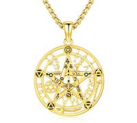Friggem Collier Pentagramme Pentacle en Argent Sterling 925 pour Homme et Femme, Pendentif Pentagramme Tetragrammaton de Protection Bijoux Cadeaux