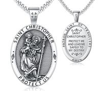 Friggem Collier Saint Christophe Argent 925 Médaille St Christophe Homme Pendentif St Patrons Catholique Religieux Bijoux pour Femme Homme