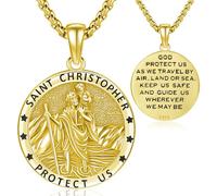 Friggem Collier Saint Michel/Saint Christophe/St Benoît Croix en Argent Sterling 925 Archange Pendentif Médaille Religieux Amulette Protection Bijoux pour Homme Femme