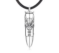 Friggem Crémation Bijoux Urne Colliers pour Cendres, Argent Sterling 925 Memorial Collier Pendentif Balle pour Homme, Collier Caducée ange avec Corde en Cuir 24 Pouces