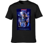 Fright Night Retro Horror Movie Vintage Poster Black Men T-Shirt Graphic Printed Top Unisex Tee(Medium)