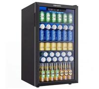 Frigo Boissons90L EUHOMY122Canettes-Cave à Boissons Vitrée LED-Mini Bar Silencieux 0-16°C-Réfrigérateur Compact-Bureau Gaming Salon