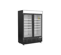 Frigo Professionnel Vitré Noir avec Caisson Lumineux Série G 920L