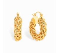 Frigotine Boucles d'oreilles créoles dorées torsadées pour femme, tendance en argent sterling scintillant, bijou cadeau de bal de fin d'année, Acier inoxydable, Pas de gemme