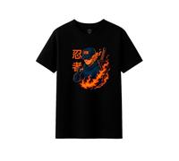 Friking T-shirt organique unisexe Ninja en flammes 621A Couleur noire, Noir , M