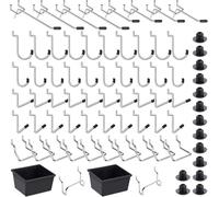 FRIMOONY Assortiment de Crochets pour Panneau Perforé, Accessoires pour Panneaux Perforés, pour Organiser Divers Outils, 110 Pièces, dont 50 sont des Verrous de Panneau