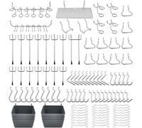 FRIMOONY Assortiment de Crochets pour Panneaux Perforés, bacs en Plastique, Verrous à Chevilles, pour les Outils d'organisation, 140pcs