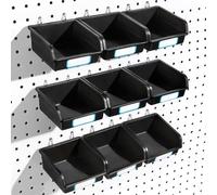 FRIMOONY Lot de 10 bacs à panneaux perforés avec crochets et étiquettes, pour organiser les accessoires, noir