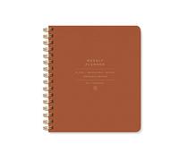 Fringe Studio 878003 Planificateur hebdomadaire non daté standard Cognac Couverture en cuir vegan 160 pages 17,8 x 21,3 cm Collection Signature Edition