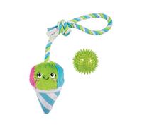 Fringe Studio Plush Dog Toy with Rope, Cone-FIDENCE is Yummy, Pet Shop Collection (314528)