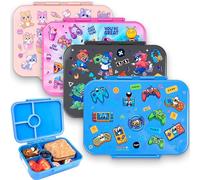 Fringoo - Boîte à bento - Boîte à lunch - Anti-fuite, capacité de 800 ml, 5 compartiments, séparateur réglable, sans BPA, motif visage de jeu bleu