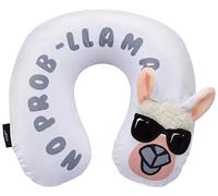 fringoo Coussin de Voyage Gonflable pour Homme, Femme et Enfant - Support Cou en Velours Doux - Oreiller Compact pour Avion, Train, Voiture - Motif Licorne Paresseuse, Lama, Arc-en-Ciel (Llama)