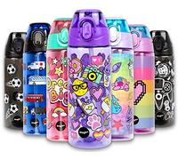 fringoo Gourde Enfant Haute Qualité Bouteille avec Paille 100% sans Bisphénol A pour l'école ou pour le sport | Pour Garçons et Filles| École Primaire | Fourniture Scolaire - 600 ml/20Oz