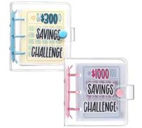 Frinnovan, Lot de 2 défi d'économie d'argent avec 25 mini carnets de défi d'épargne avec enveloppes pour budgétisation de trésorerie, rose (bleu et rose, 300 et 1 000 dollars)