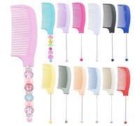Frinnovan, Peignes à perles en plastique à dents larges avec barre vierge pour coiffeur de cheveux bouclés, humides et longs, couleurs assorties (13 couleurs)