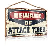 FRINTOXA Panneau en bois amusant avec inscription « Beware of Attack » | Décorations murales à suspendre pour porte (20 x 30 cm)