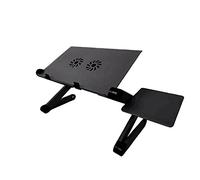 FRINZA Ventilateur de Refroidissement Ordinateur Portable réglable Pliable Bureau Porte-Cahier Porte-télévision Pc Support Table LAPDESK avec Tampon Souris(Double Small Fan)