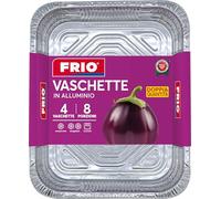 FRIO - 4 Barquettes Aluminium Rectangulaires 8 Portions 32x26,5x5 cm | Plats et Plateaux Jetables | Four et Congélateur | Idéal Pique-nique, Camping, École, Traiteur, Vente à Emporter