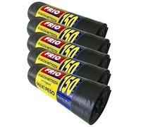 FRIO - 50 Sacs Poubelle Noirs MAXI 150L, 80x120 cm | Sacs Ultra Résistants Multicouches avec Liens de Fermeture | Pour Poubelle de Collecte Sélective, Usage Domestique et Collectif