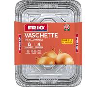 FRIO - 8 Barquettes Aluminium Alimentaires Rectangulaires | 4 Portions 17,5x22,5x4 cm | Plateaux, Contenants et Plats Jetables | Four et Congélateur | Idéal Camping, Pique-nique et Vente à Emporter