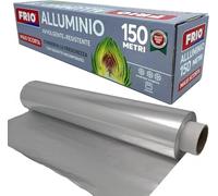 FRIO - Rouleau d'aluminium pour aliments, papier aluminium 150 mètres avec scie intégrée, largeur 29,5 cm pour cuisine professionnelle, papier argenté paquet de stock passe du gel au réfrigérateur au