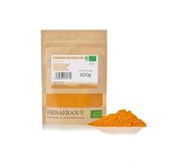 FRISAFRAN | Curcuma Bio en Poudre 200g | Épice | couleur saveur et arôme | végétalien | En poudre | biologique | Curcuma-moulu | sans gluten | Nourriture naturelle