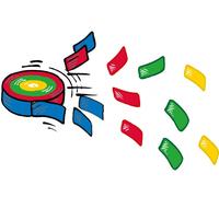 frisbee confetti junior 6,5 cm rouge/vert/bleu/jaune 4er pack