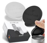 FrischFresh lot de 2 0,25 L+ couvercles canette silicone noir-blanc, réutilisables, lave-vaisselle, hermétiques & sans BPA - idéal festival, plage, jardin, voiture, bureau