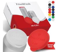 FrischFresh lot de 2 0,33-0,5 L+ couvercles canette silicone rouge-blanc, réutilisables, lave-vaisselle, hermétiques & sans BPA - idéal festival, plage, jardin, voiture, bureau