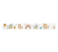 Frise adhésive décorative autocollante, illustration de petit escargots rigolots sur des couleurs pastels pour chambre d'enfant, 15 cm X 300 cm