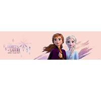 Frise auto-adhésive Disney - La Reine des Neiges 2 - modèle Anna et Elsa fond rose - 5 M x 14 CM Rose