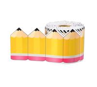 Frise de crayon décorative, bande de taille standard avec design amusant, accessoire de tableau d'affichage en papier durable, décoration de salle de classe avec fonction adhésive facile, fournitures