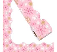 Frise de tableau d'affichage 20 m Motif flocons de neige de Noël | Autocollant pour tableau noir, tableau blanc, tableau d'affichage, décoration de 20,6 m x 7,6 cm
