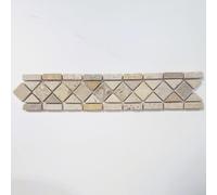 Frise Décorative en Travertin Mix, 6 x 30,5 cm, Motif Diamant, Pierre Naturelle pour Mur Intérieur et Extérieur