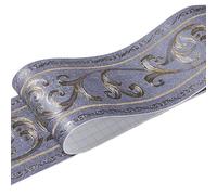 Frise murale adhesive 1 rouleau/paquet bordure de taille autocollants muraux étanches 3D Relief rustique carrelage salon salle bain 5M longueur ligne auto-adhésive pour la Maison(Blue vine flower)