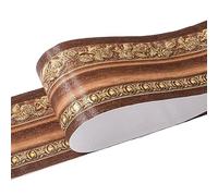 Frise murale adhesive 1 rouleau/paquet bordure de taille autocollants muraux étanches 3D Relief rustique carrelage salon salle bain 5M longueur ligne auto-adhésive pour la Maison(Dark brown european)