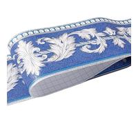 Frise murale adhesive 1 rouleau/paquet bordure de taille autocollants muraux étanches 3D Relief rustique carrelage salon salle bain 5M longueur ligne auto-adhésive pour la Maison(Blue eucalyptus leaf)