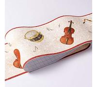 Frise Murale Autocollant Instrument de musique rouge Bordure de Papier Peint Papier Peint Autocollant imperméable en PVC Plinthe Autocollant de Salle de Bain Décor Mural10x500cm