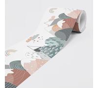 Frise murale autocollante - Frise murale décorative pour mur, meuble, plafond, papier peint, porte - Motif montagne enfant - 5 x 0,15 m par rouleau