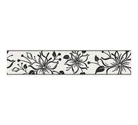 Frise papier peint fleuri noir & blanc | Frise tapisserie motif fleur pour salon | Frise murale chambre adulte noire & blanche