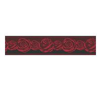 Frise papier peint fleuri rouge & noir | Frise tapisserie motif rose pour salon | Frise murale chambre adulte motif fleur rouge