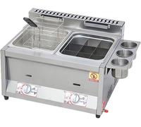 Friseur commercial, grande capacité de gaz de propane pour la cuisson en plein air, acier inoxydable avec double panier et couvercle, idéal pour le poulet et les frites~/