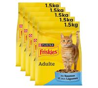 Friskies 5 Promesses Croquettes pour chats adultes d'intérieur Saumon - 7,5 kg