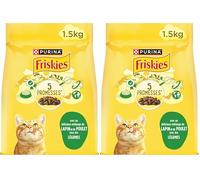 FRISKIES Au Lapin, au Poulet et aux Légumes - 1,5 KG - Croquettes pour Chat Adulte (Lot de 2)