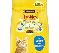 FRISKIES | Chat | Croquettes complètes pour Chats Adultes | Au Saumon et aux Légumes | Aliment Complet Riche en Vitamines et Minéraux | Sac | 1,5 KG