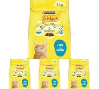FRISKIES | Chat | Croquettes complètes pour Chats Adultes | Au Thon et aux Légumes | Aliment Complet Riche en Vitamines et Minéraux | Sac | 3 KG (Lot de 4)