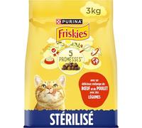 FRISKIES Chat stérilisé Au Bœuf, Poulet et Légumes - 3 KG - Croquettes pour Chat Adulte