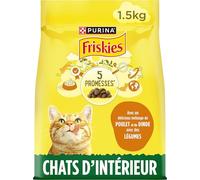 FRISKIES | Chat d'intérieur | Croquettes complètes pour Les Chats Adultes d'intérieur | Au Poulet et aux Légumes | Aliment Complet pour Les Chats Vivant en intérieur | Sac | 1,5 KG